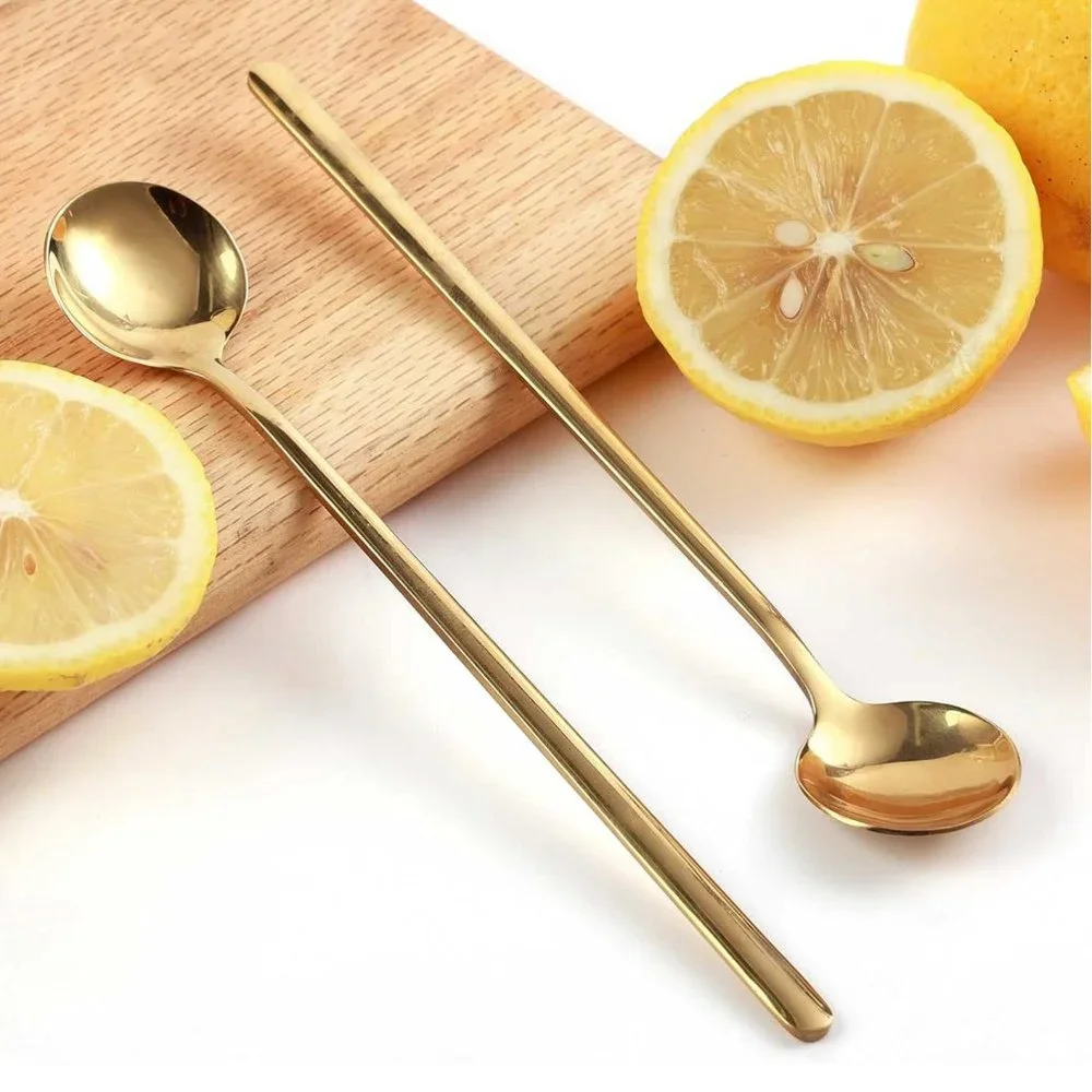 4 PCS Long Gold Coffee, Cocktail Spoons